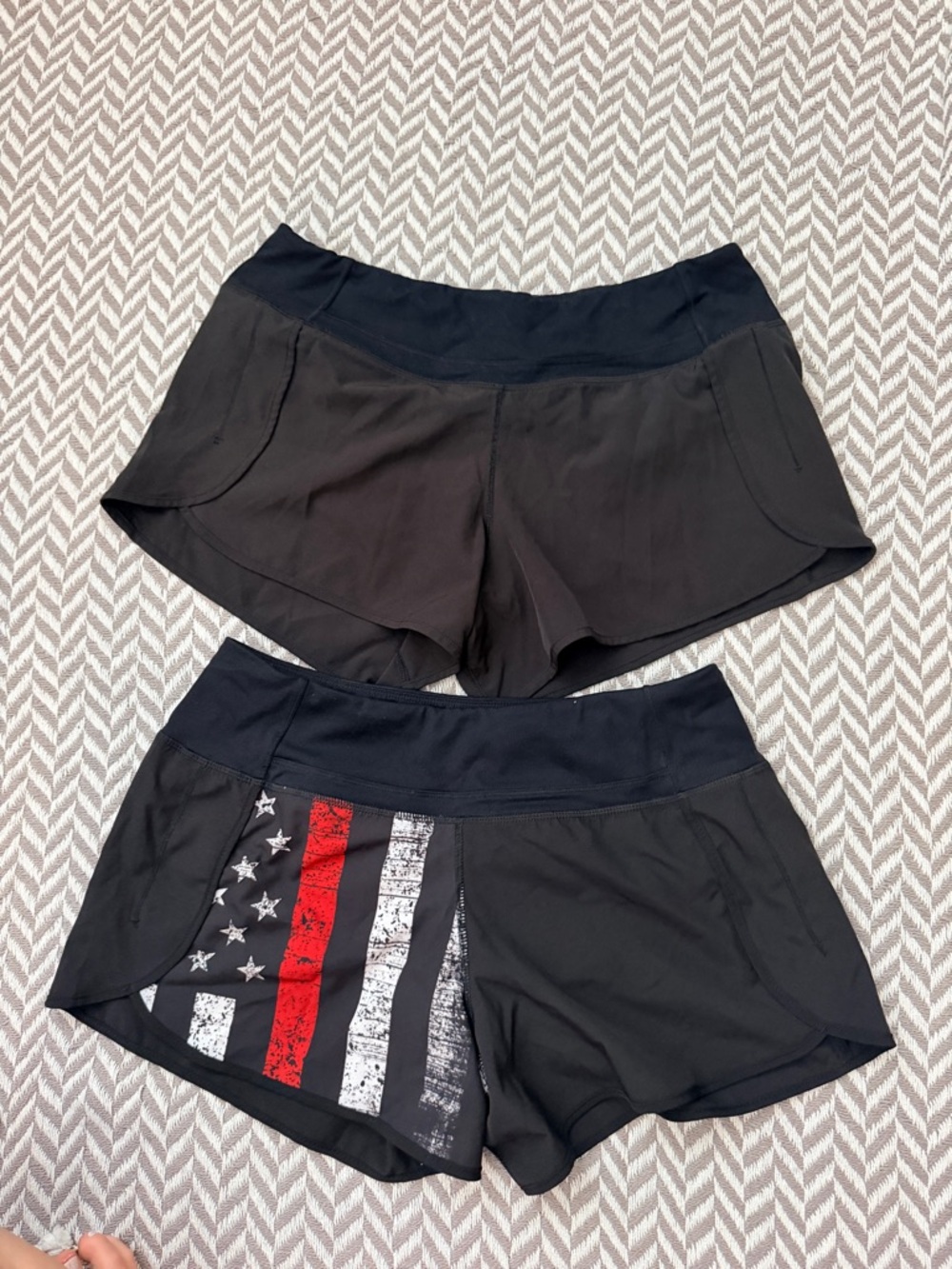 Born Primitive Black Athletic Shorts with Red & White Flag Accent